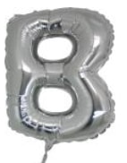 B harfi Gümüş Gri folyo balon süper kalite 14 inc 38 cm