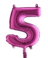 Beş rakam Numara Fuşya ruby folyo İthal kaliteli 14 inc 38 cm folyo balon