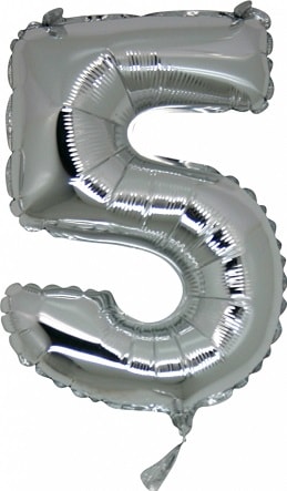 Beş rakam Numara gri gümüş folyo İthal kaliteli 14 inc 38 cm folyo balon