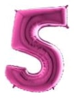 Beş Rakam Pembe Fuşya folyo rakam balon 40 inch 100 cm