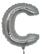 C harfi Gümüş Gri folyo balon süper kalite 14 inc 38 cm