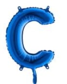 C harfi Mavi Folyo balon süper kalite 14 inc 38 cm