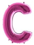 C harfi Pembe Fuşya folyo harf balon 40 inch 100 cm