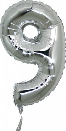 Dokuz rakam Numara gri gümüş folyo İthal kaliteli 14 inc 38 cm folyo balon