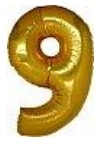 Dokuz Rakam Sarı Altın Gold folyo rakam balon 40 inch 100 cm
