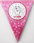 İlk dişim flama pembe kız bebek parti malzemesi