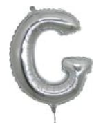 G harfi Gümüş Gri folyo balon süper kalite 14 inc 38 cm