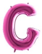 G harfi Pembe Fuşya folyo harf balon 40 inch 100 cm