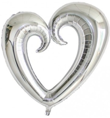Gümüş Gri içi boş kalp folyo balon 80 cm