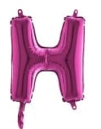 H harfi Fuşya Ruby folyo balon süper kalite 14 inc 38 cm