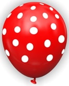 Kırmızı zemine beyaz Puantiyeli baskılı 12 inc balon