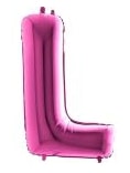 L harfi Pembe Fuşya folyo harf balon 40 inch 100 cm