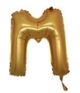 M harfi altın gold folyo balon süper kalite 14 inc 38 cm