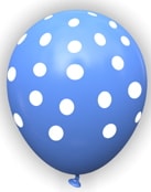 Mavi zemine beyaz Puantiyeli baskılı 12 inc balon