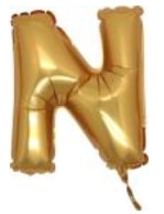 N harfi altın gold folyo balon süper kalite 14 inc 38 cm