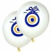 Nazar boncuğu beyaz balon 12 inc balon