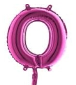 O harfi Fuşya Ruby folyo balon süper kalite 14 inc 38 cm