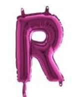 R harfi Fuşya Ruby folyo balon süper kalite 14 inc 38 cm