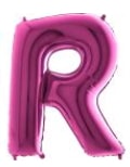 R harfi Pembe Fuşya folyo harf balon 40 inch 100 cm