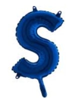 S harfi Mavi Folyo balon süper kalite 14 inc 38 cm