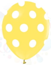 Sarı zemine beyaz Puantiyeli baskılı 12 inc balon