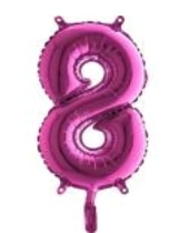 Sekiz rakam Numara Fuşya ruby folyo İthal kaliteli 14 inc 38 cm folyo balon