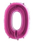 Sıfır Rakam Pembe Fuşya folyo rakam balon 40 inch 100 cm