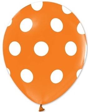 Turuncu zemine beyaz Puantiyeli baskılı 12 inc balon