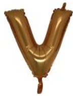 V harfi altın gold folyo balon süper kalite 14 inc 38 cm