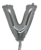 V harfi Gümüş Gri folyo balon süper kalite 14 inc 38 cm